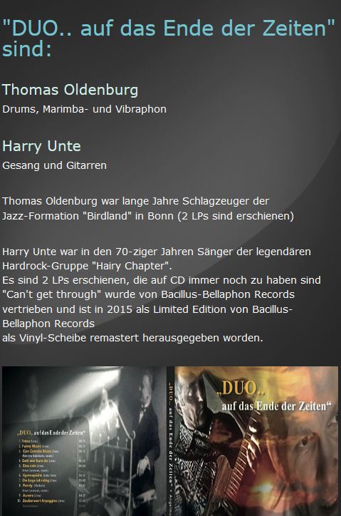 Harry Unte - Das Duo - auf das Ende der Zeiten... Mobilansicht